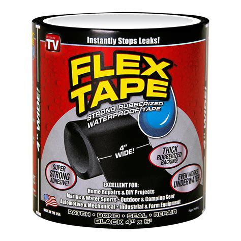 Flex Tape Black 4 in. x 5 ft. Strong Rubberized Waterproof Tape